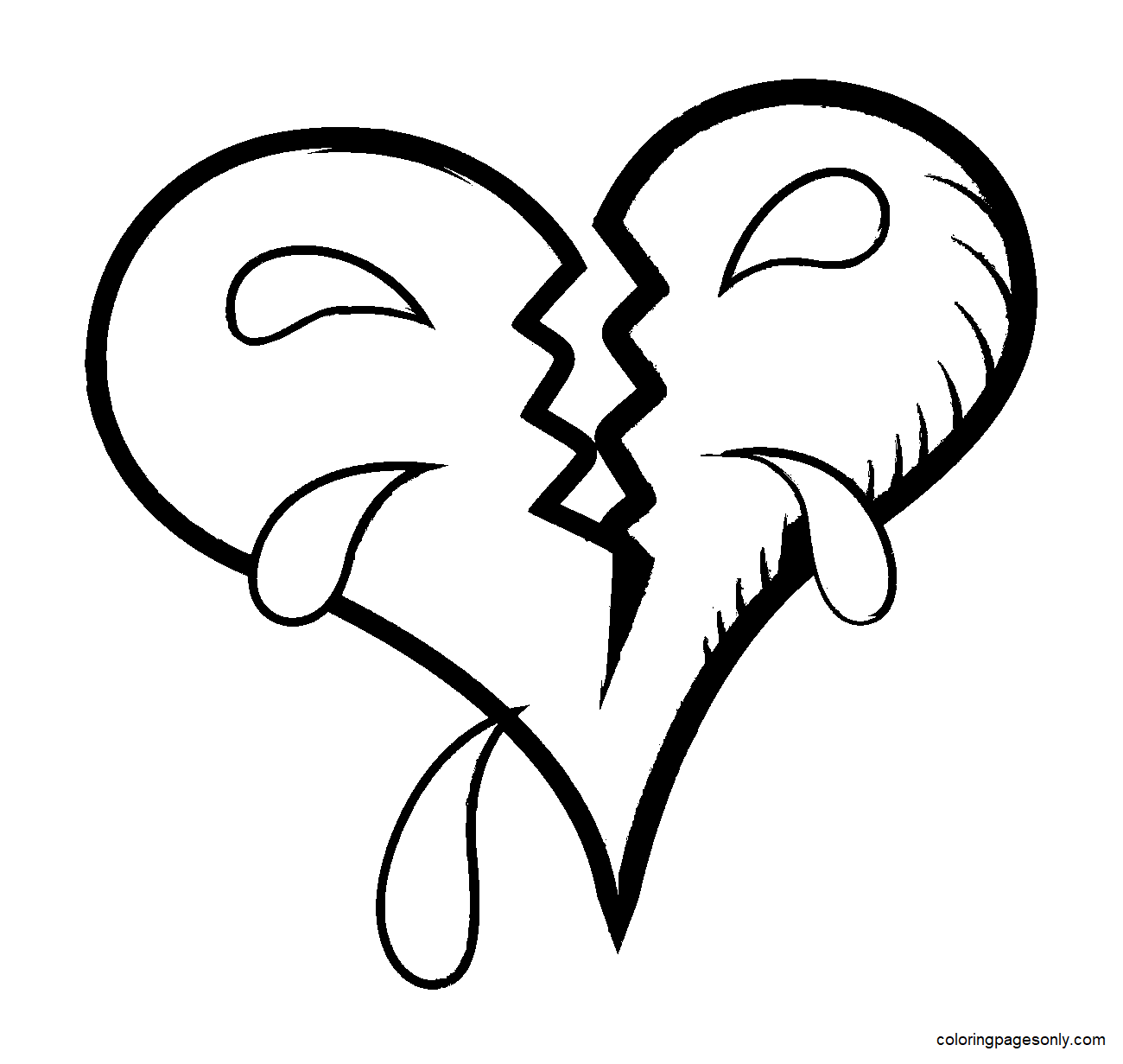 Broken Heart Coloring Page