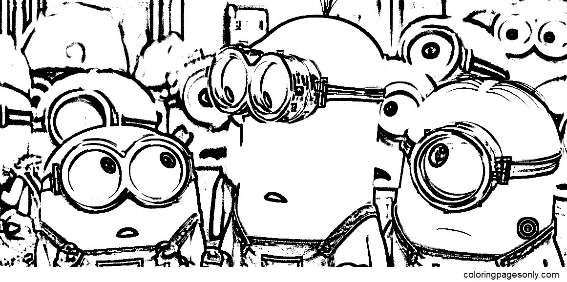 Bob, Kevin, Stuart Minion 2 Coloring Page Free Printable Coloring Pages
