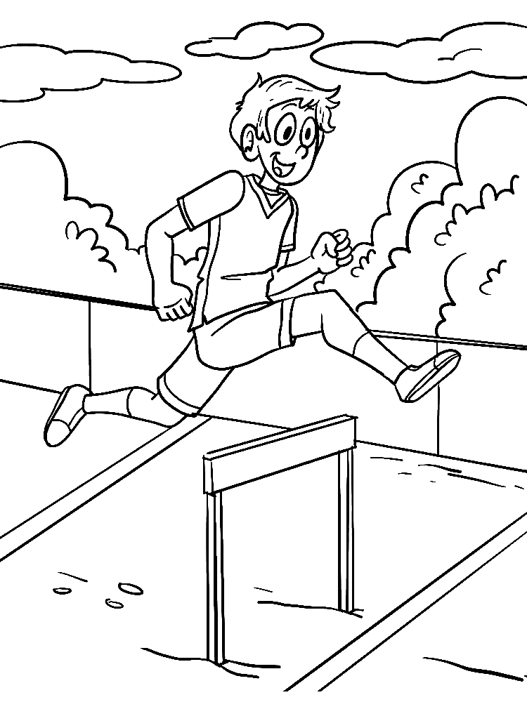 Boy Jumping Hurdle Coloring Pages Páginas para colorear de atletismo