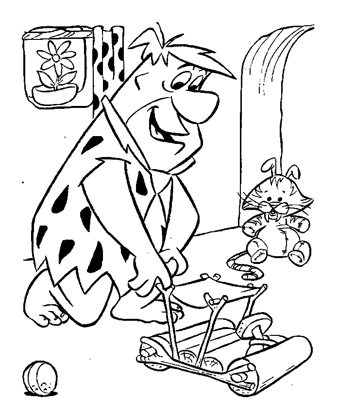 Fred Flintstone Playing Coloring Page Free Printable Coloring Pages