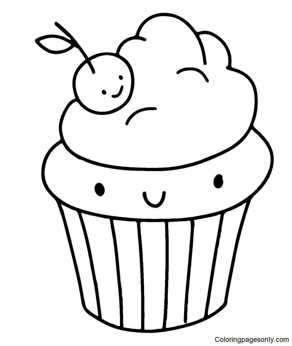 Cartoon Cute Cupcake Coloring Pages Free Printable Coloring Pages
