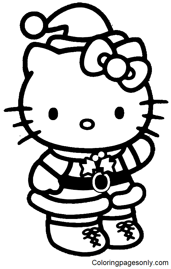 Santa Hello Kitty Coloring Page Free Printable Coloring Pages