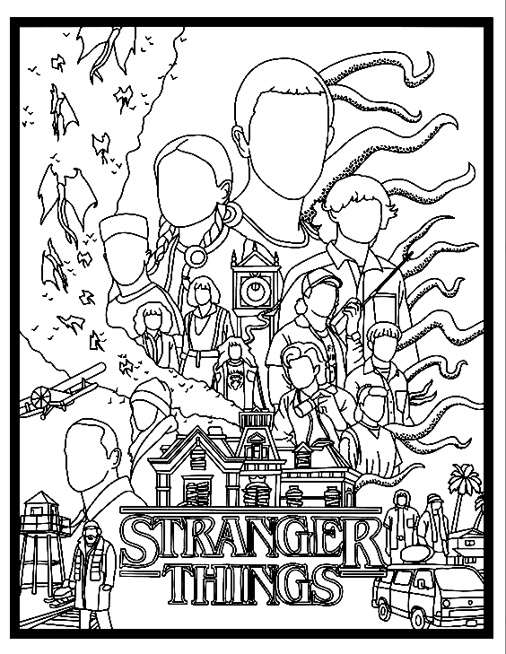 Stranger Things an atmosphere of mystery Coloring Pages - Stranger