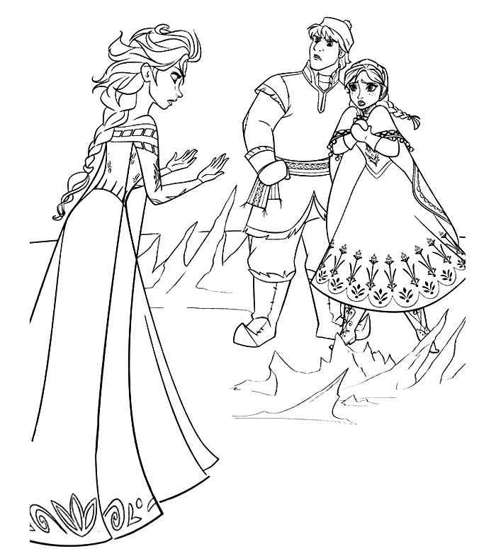 Anna, Kristoff And Elsa Coloring Page Free Printable Coloring Pages
