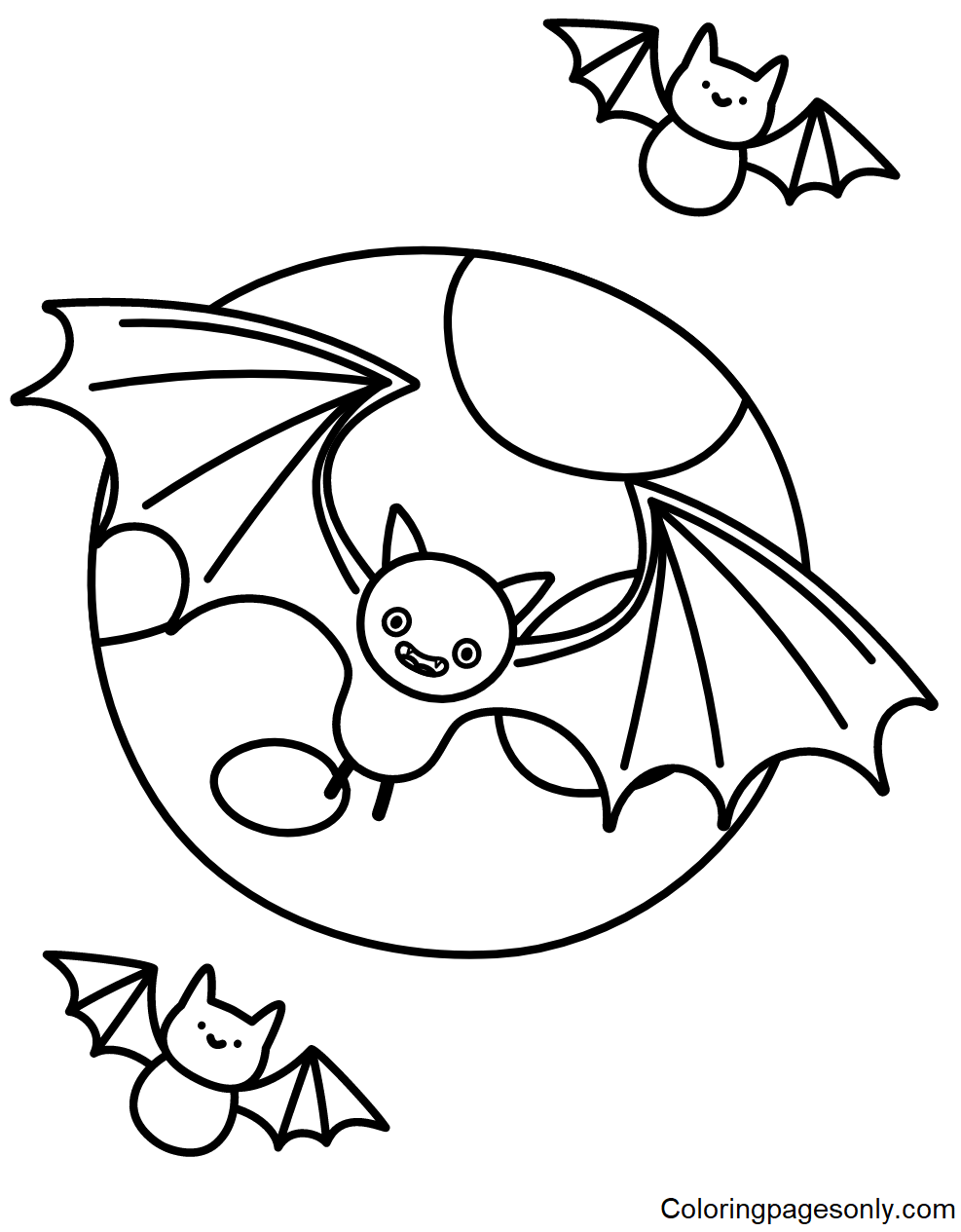 Three Bats for Kids Coloring Pages Bat Coloring Pages Coloring
