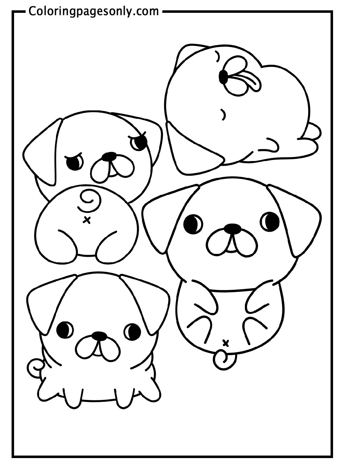 Kawaii Pug Sticker Coloring Pages Stickers Coloring Pages Páginas