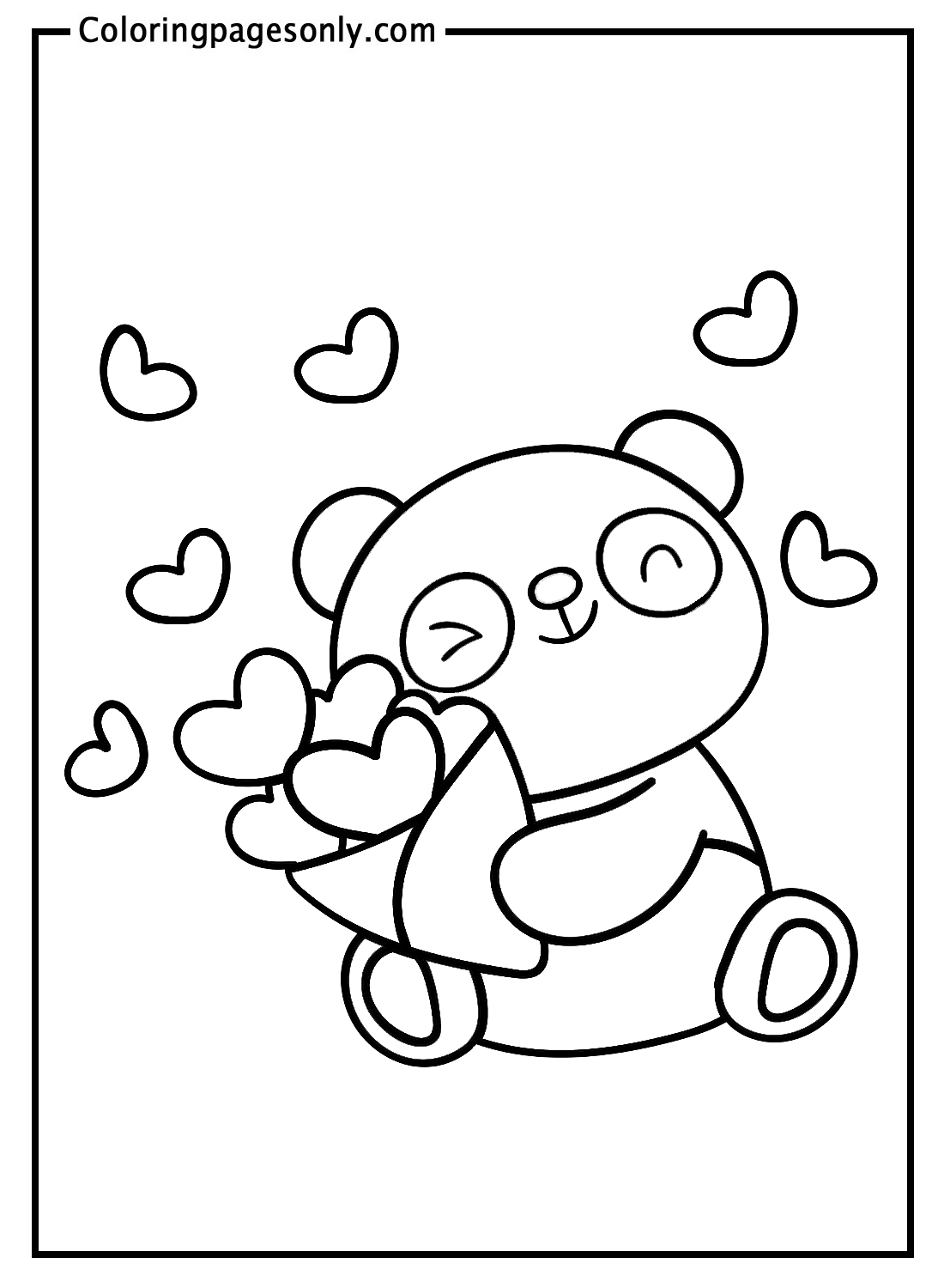 Panda Valentine Sticker Coloring Page Free Printable Coloring Pages