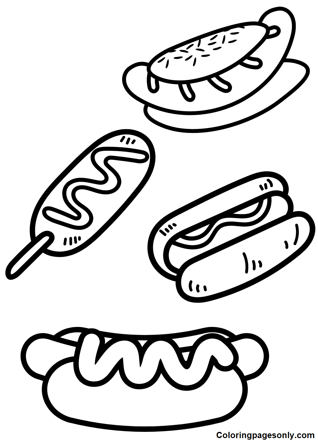 Disegni da colorare di hot dog coreani Disegni da colorare di hot dog