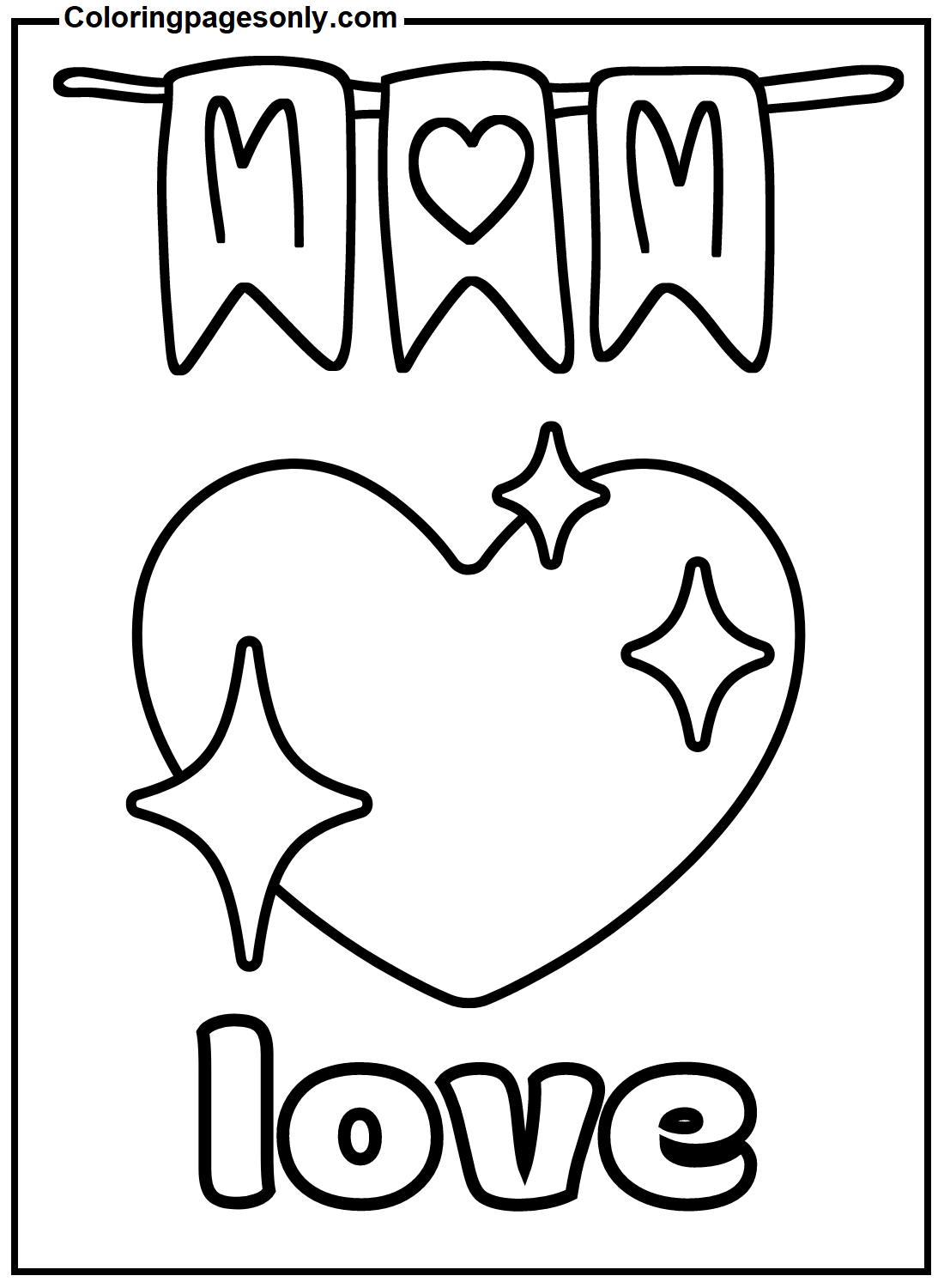 Mom Hearts Coloring Pages