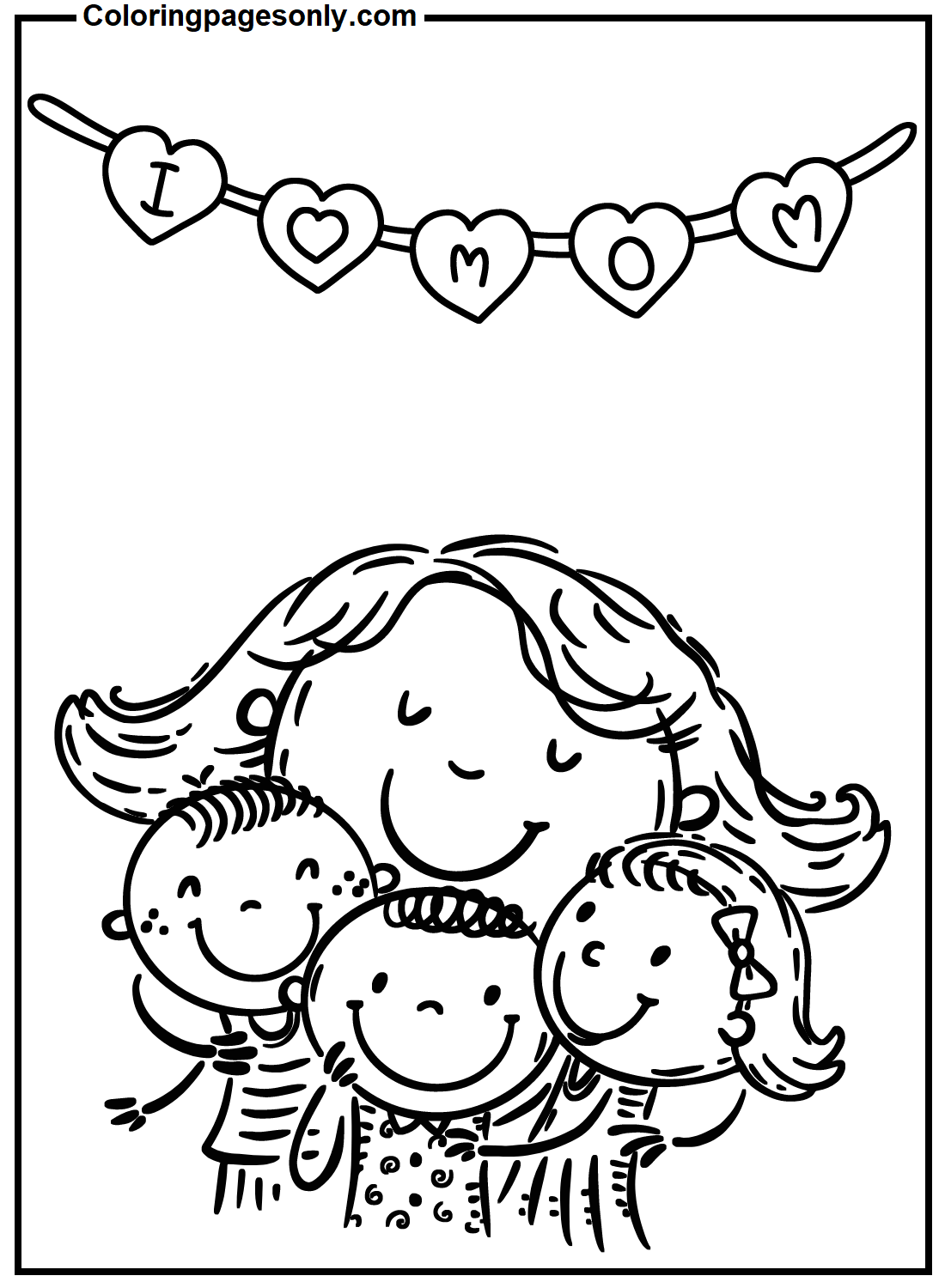 Mother Hug Children Coloring Pages I Love Mom Coloring Pages