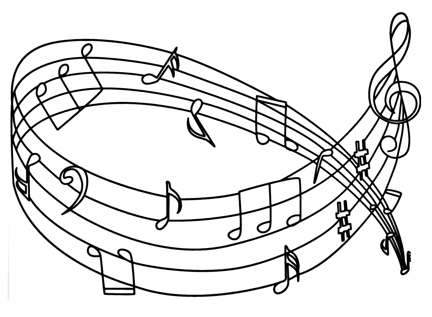 Saxophone With Music Notes Coloring Pages Music Notes Coloring Pages