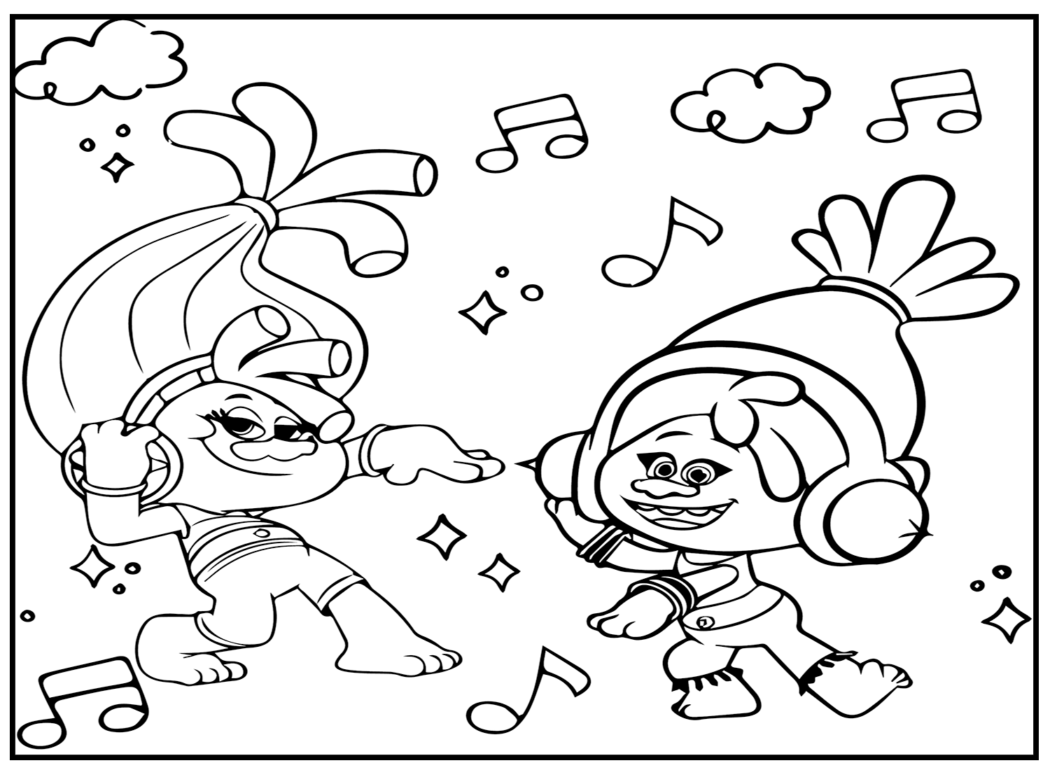 Trolls World Tour Coloring Pages Free Printable PDF, JPG, PNG