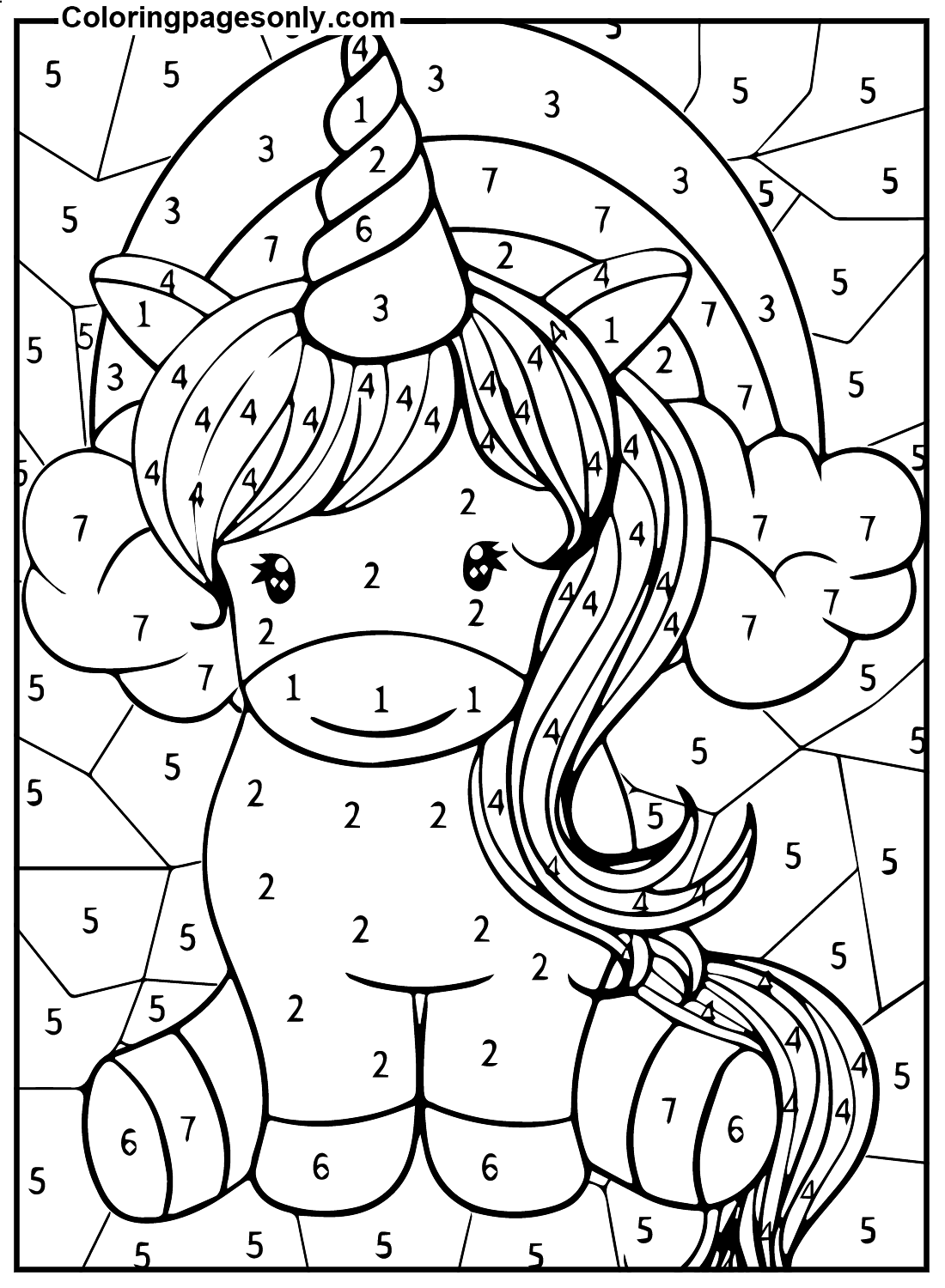 20 Unicorn Color By Number Coloring Pages