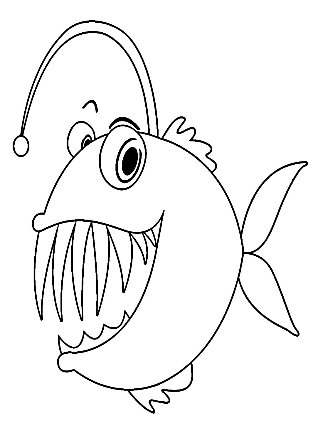 Anglerfish Fish Cartoon Coloring Page - Free Printable Coloring Pages