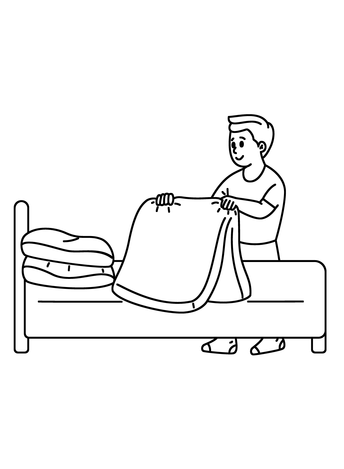 Boy Making Bed Coloring Page Free Printable Coloring Pages
