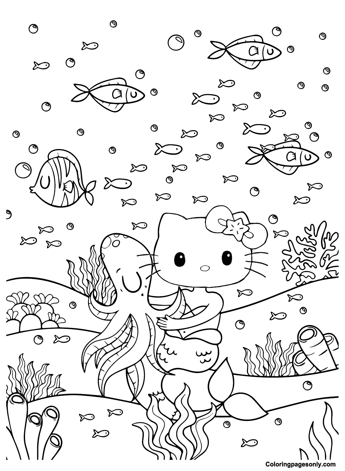 20 Hello Kitty Mermaid Coloring Pages