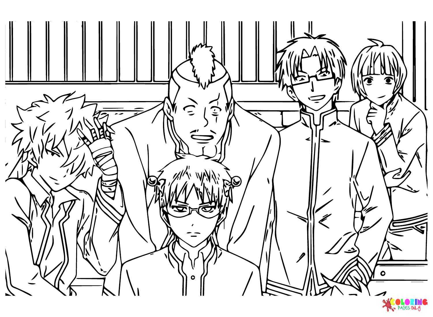 Saiki K Characters Coloring Page Free Printable Coloring Pages