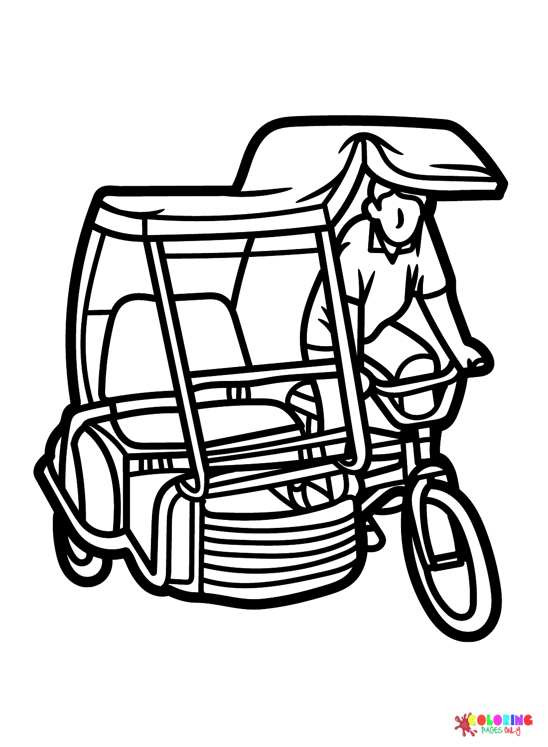 Раскраски Рикша Раскраски Трехколесный велосипед Раскраски для