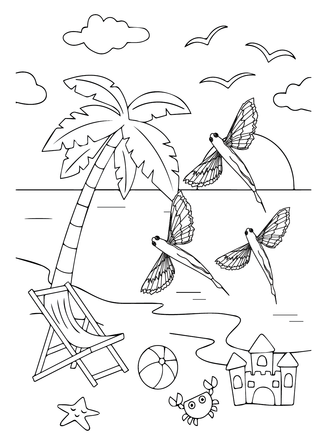 Flying Fish Draw Coloring Page Free Printable Coloring Pages