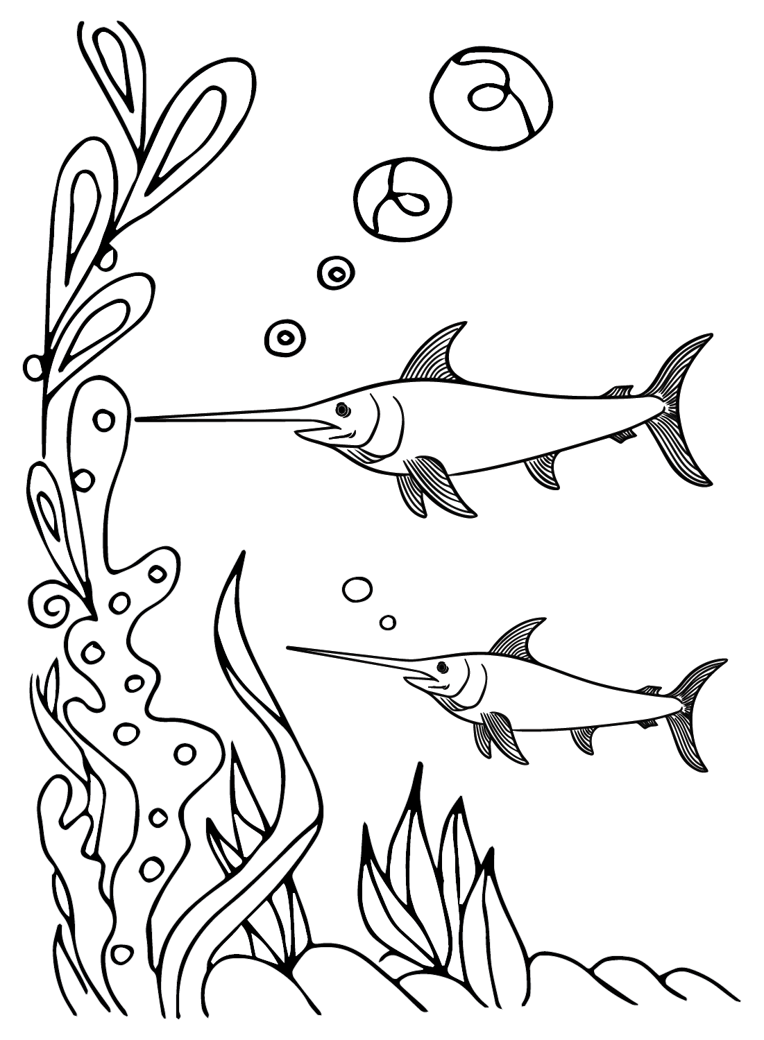 Lines Swordfish Coloring Page Free Printable Coloring Pages