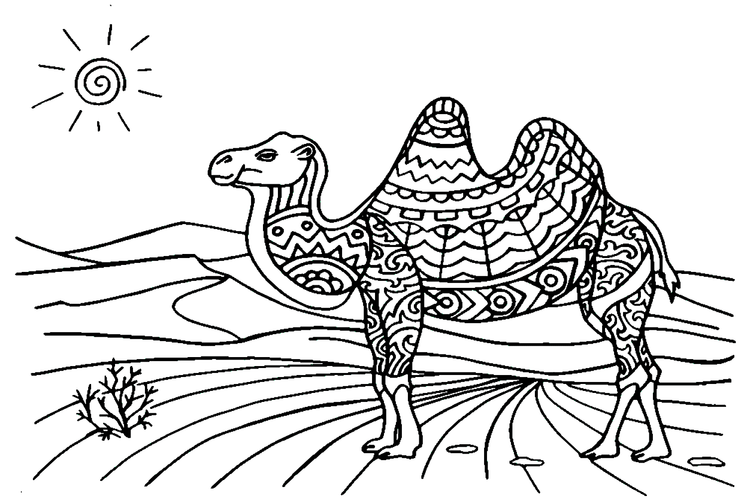 Beautiful Camel With Patterns Coloring Page Free Printable Coloring Pages