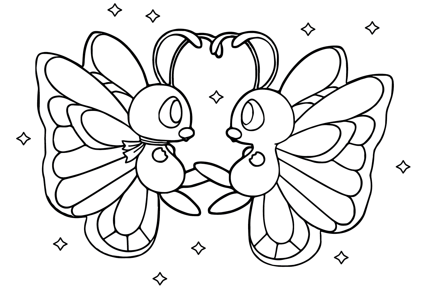 Butterfree Coloring Pages Pokemon Printable Generation Sketch Coloring Page