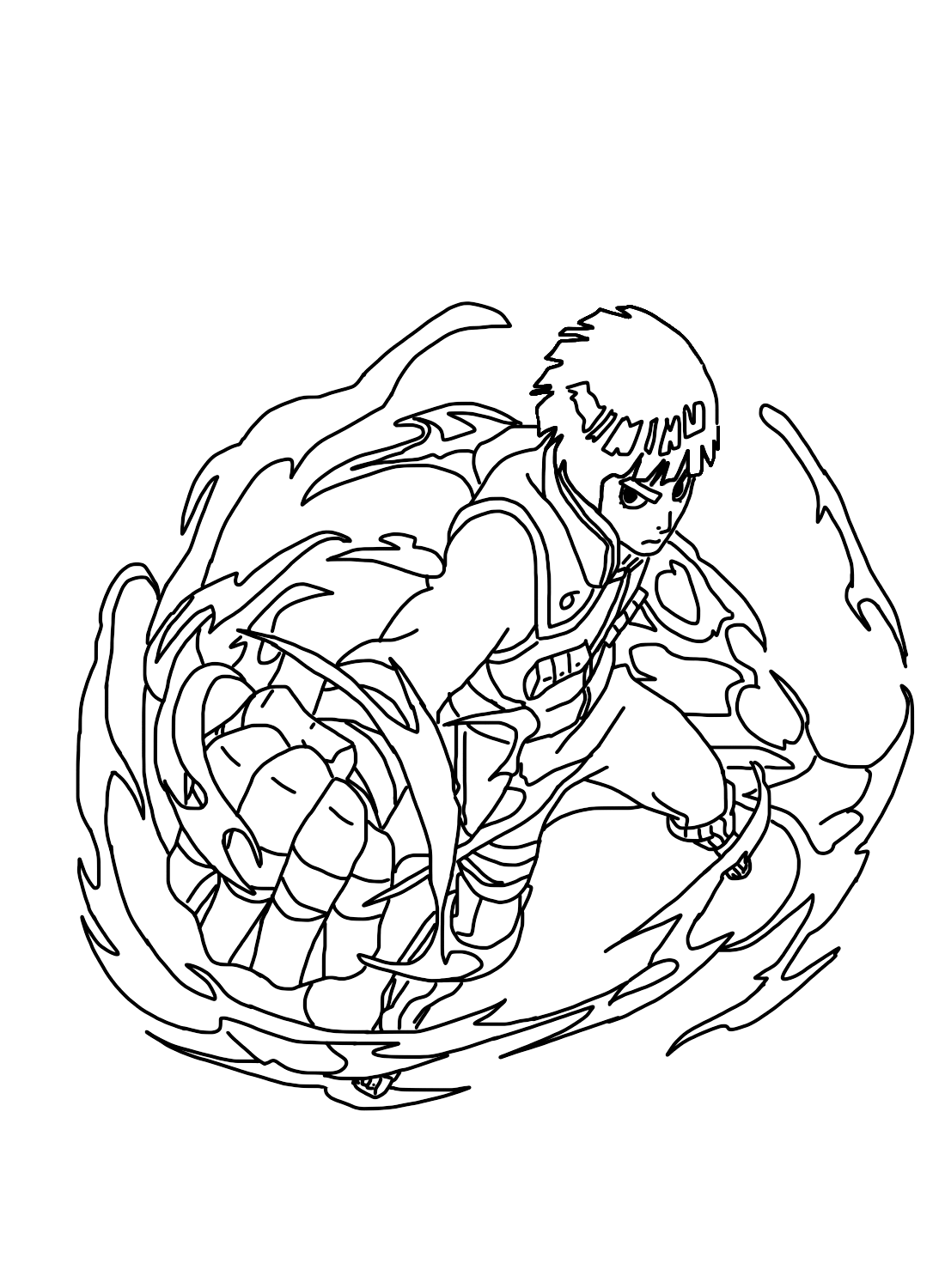 Rock Lee Coloring Pages Naruto Power Printable Cycle Drawing Draw Easy