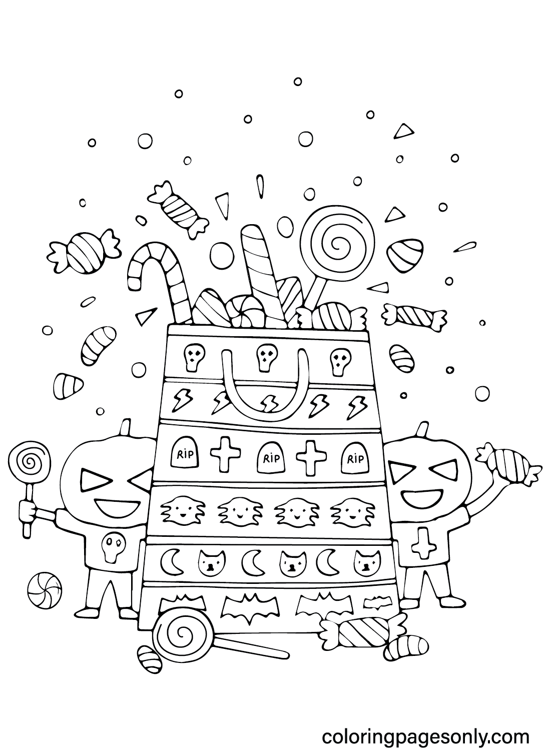 Drawing Halloween Candy Coloring Page Free Printable Coloring Pages