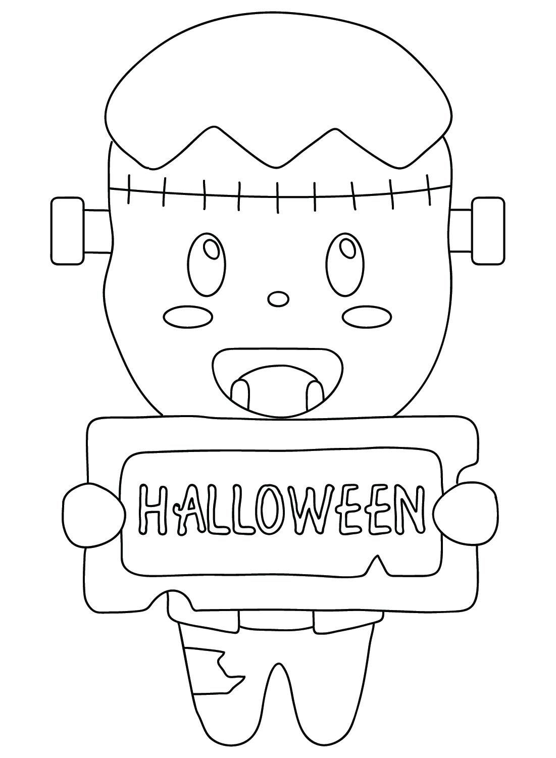 Cute Frankenstein Coloring Page Frankenstein Coloring Pages