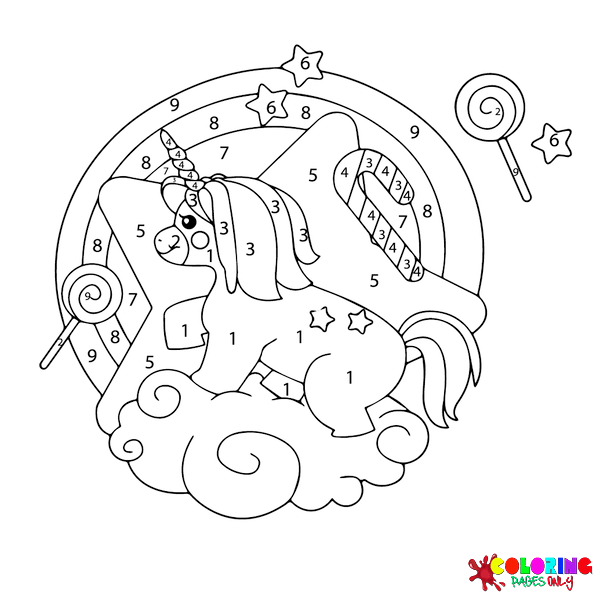 Standing Unicorn Color By Number Coloring Page Free Printable Sexiz Pix