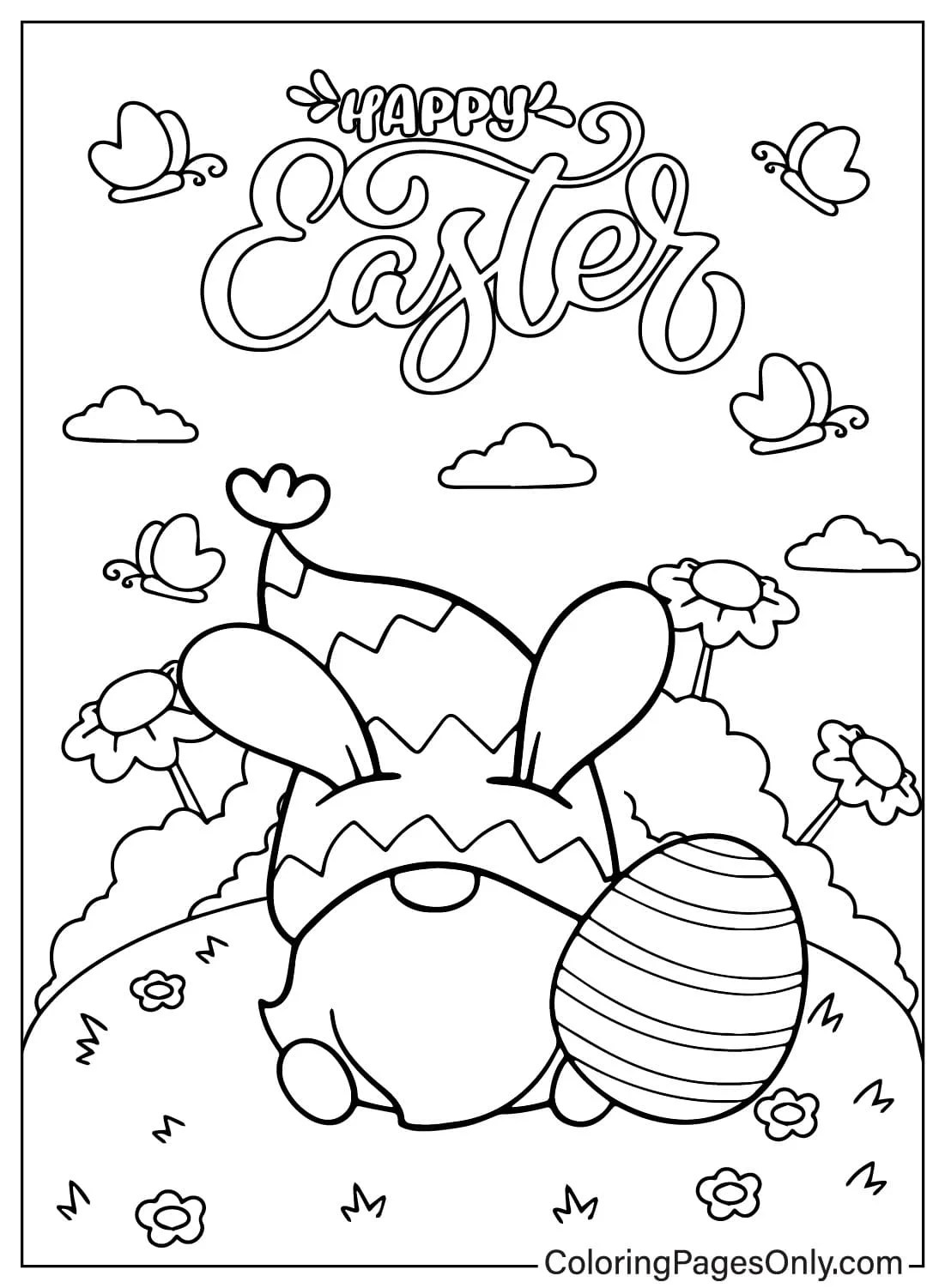 Easter Gnome Coloring Page Printable Free Printable Coloring Pages