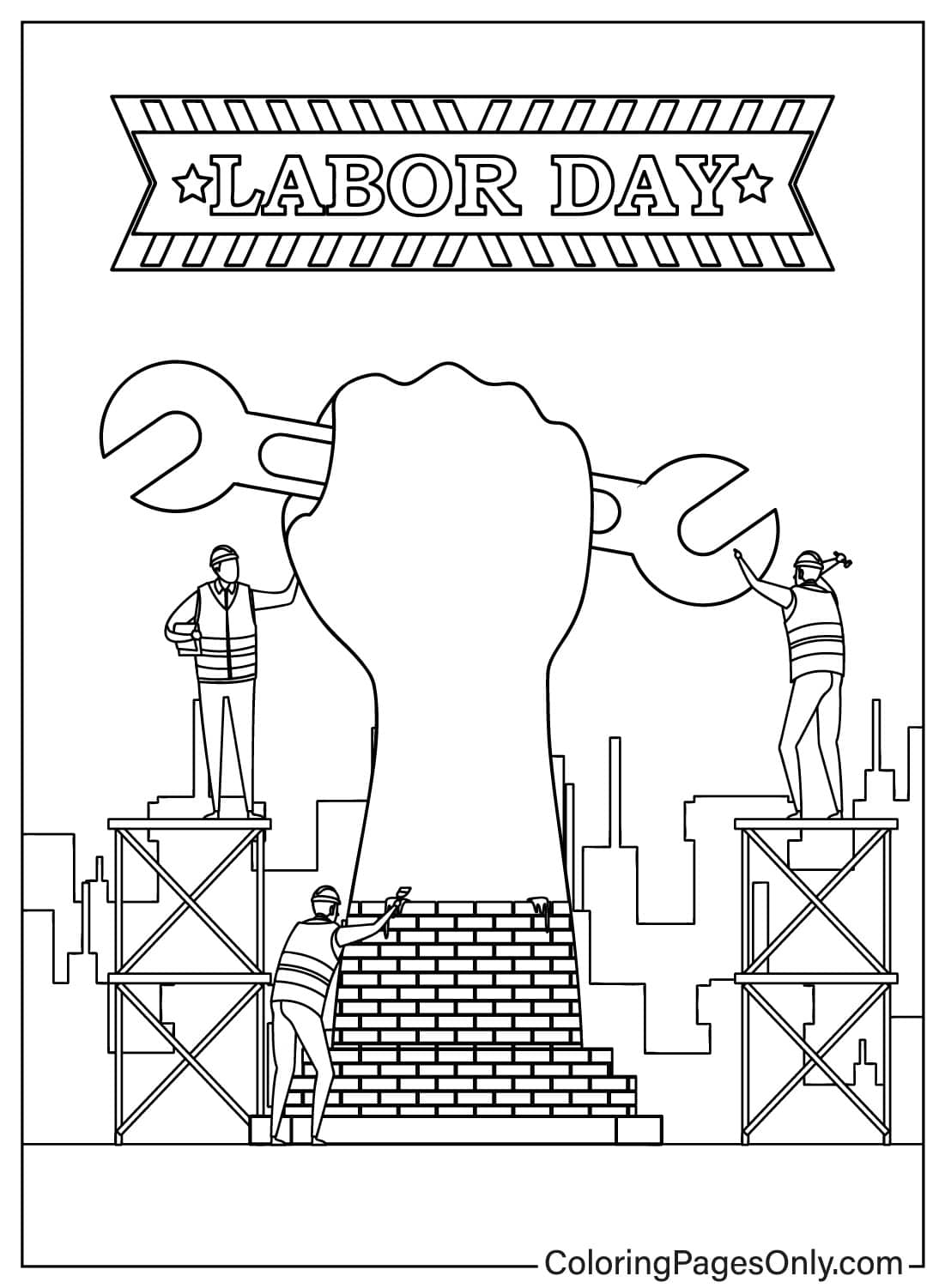 Engineer Celebrating Labor Day Free Printable Coloring Pages