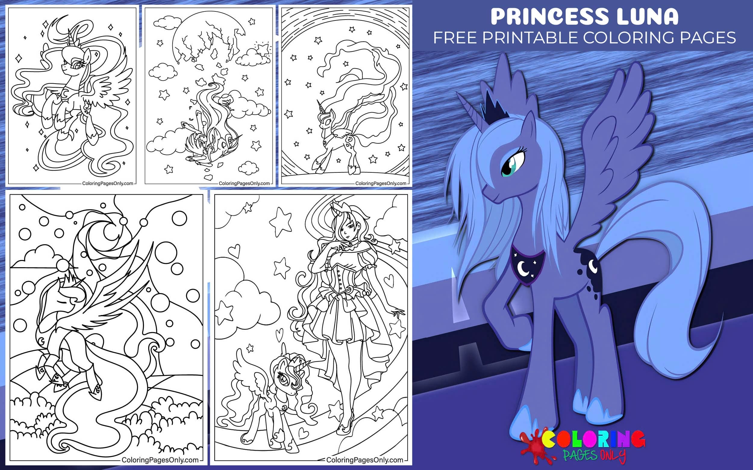 My Little Pony Princess Luna Coloring Page Free My Little Pony