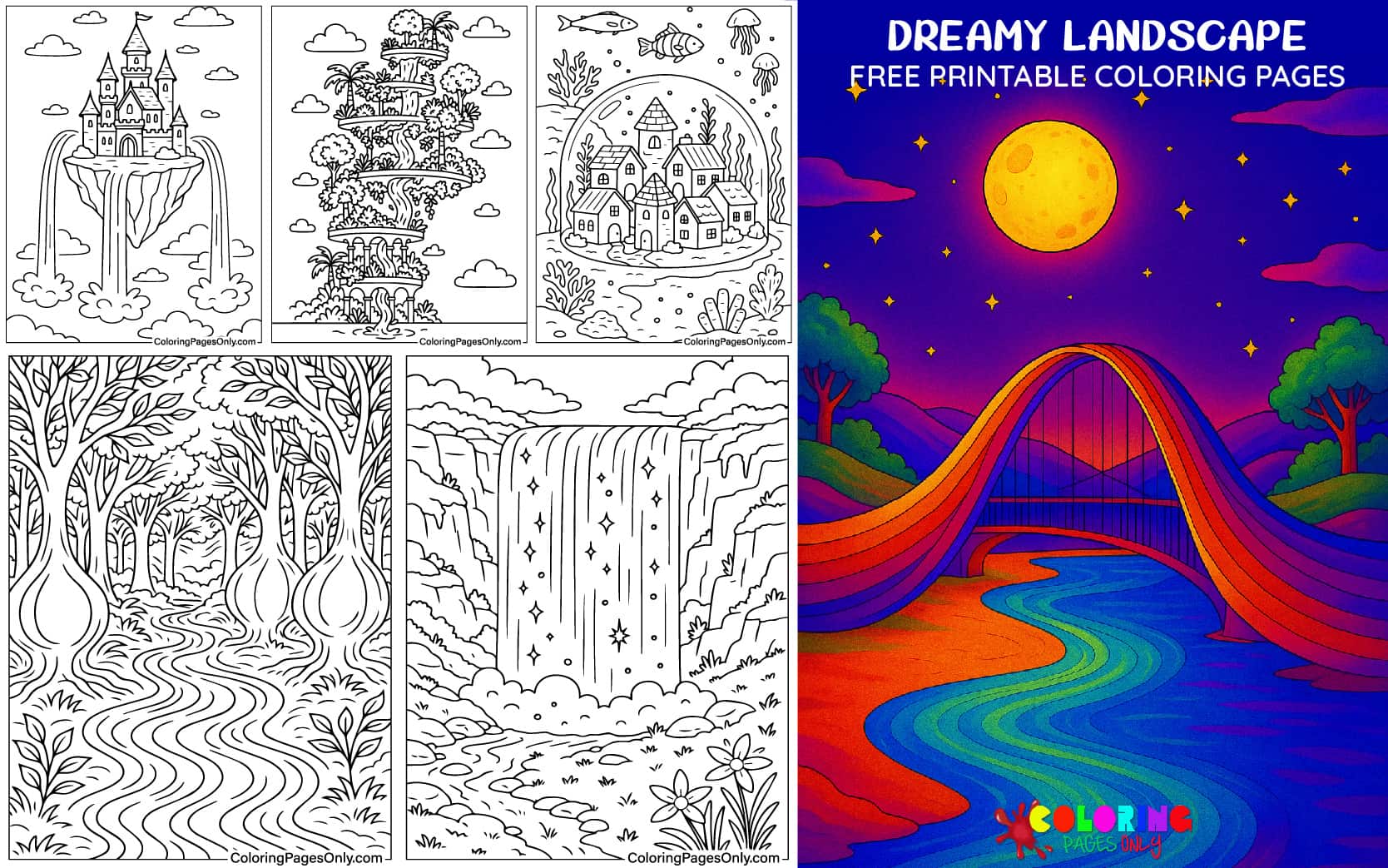 30+ Dreamy Landscape Coloring Pages Free Printable PDF & Online Coloring