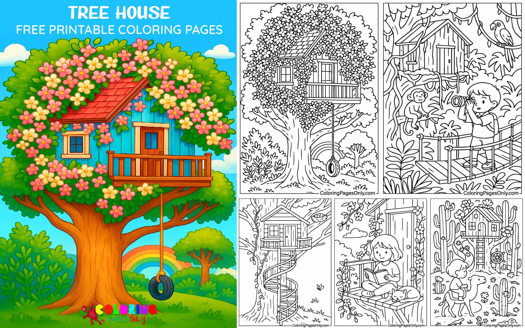 30+ Tree House Coloring Pages Free Printable PDF & Online Coloring