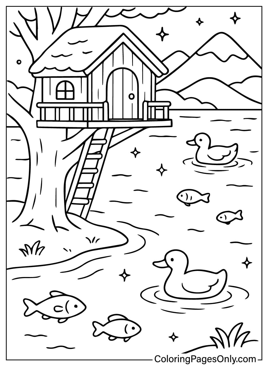 30+ Tree House Coloring Pages Free Printable PDF & Online Coloring