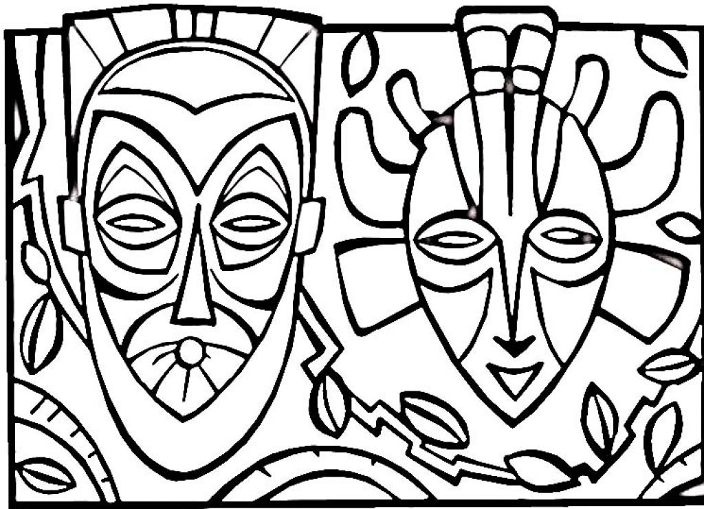 Hawaiian tiki mask coloring pages download and print for free