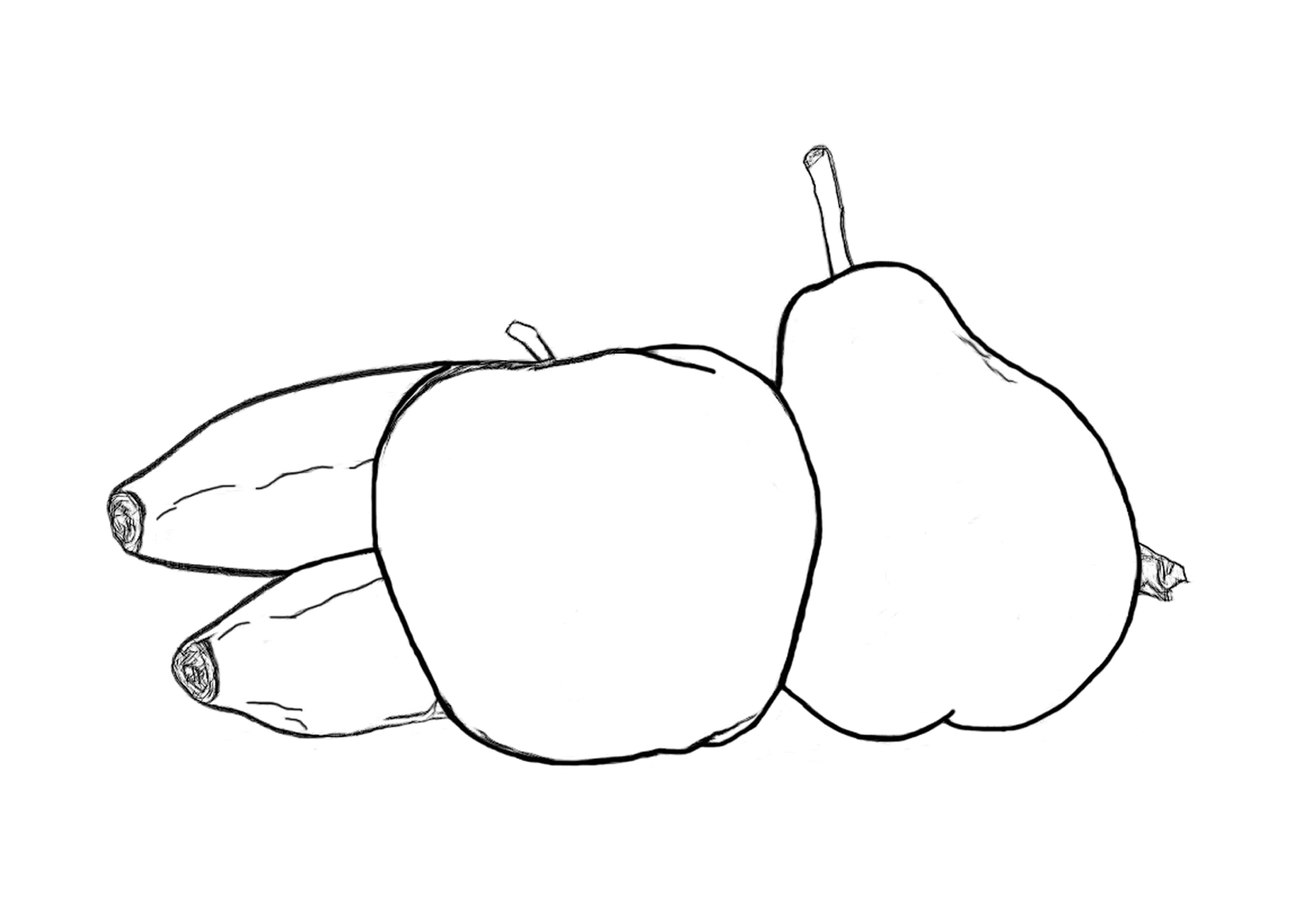 Apples and bananas coloring pages download and print for free