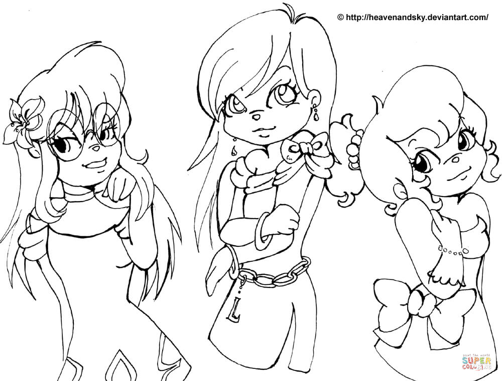 Alvin chipettes coloring pages download and print for free