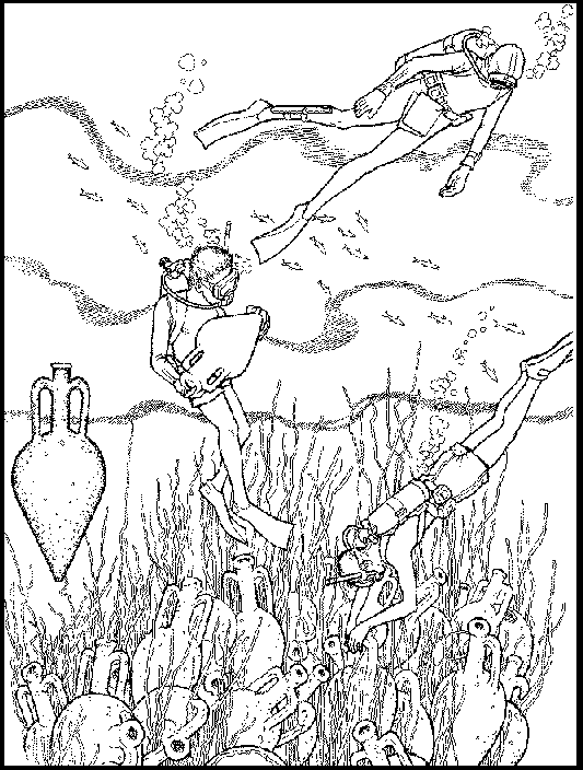 Diving Coloring Pages for childrens printable for free