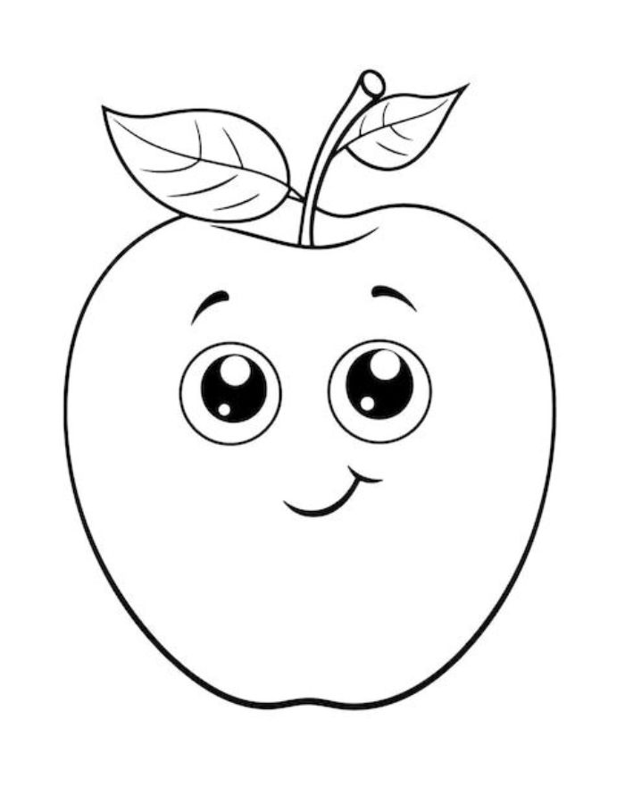 Cute Apple Coloring Page