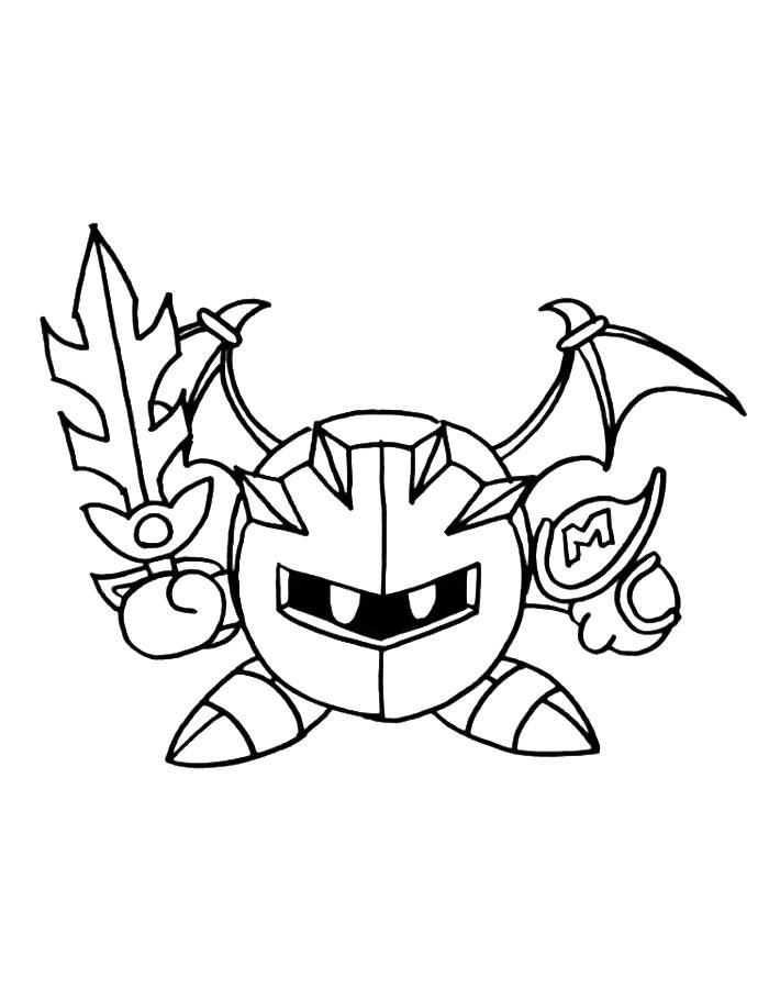 Kirby Meta Knight Coloring Page (Free Printable PDF)