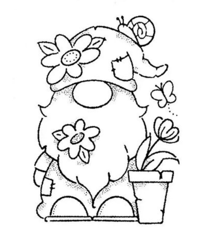 Spring Gnome Coloring Page (Free Printable PDF)