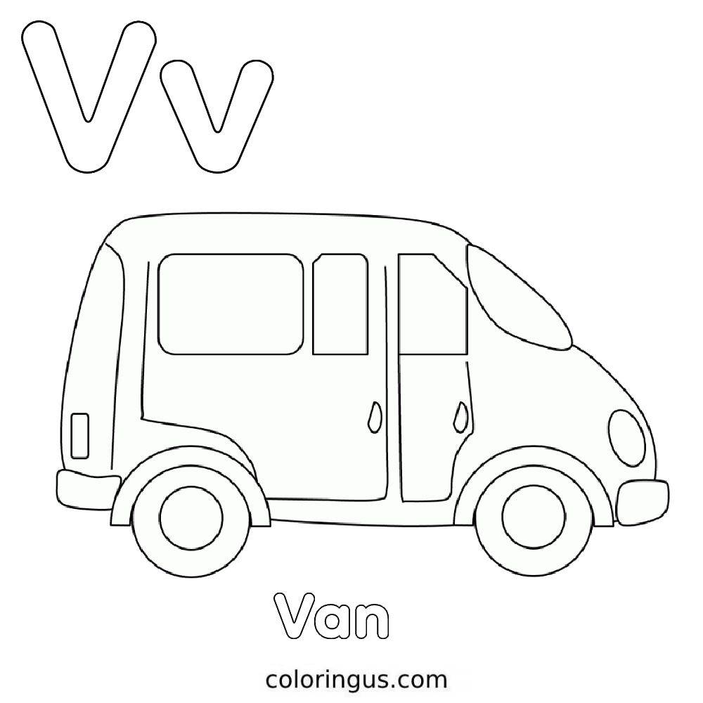 V for van coloring page