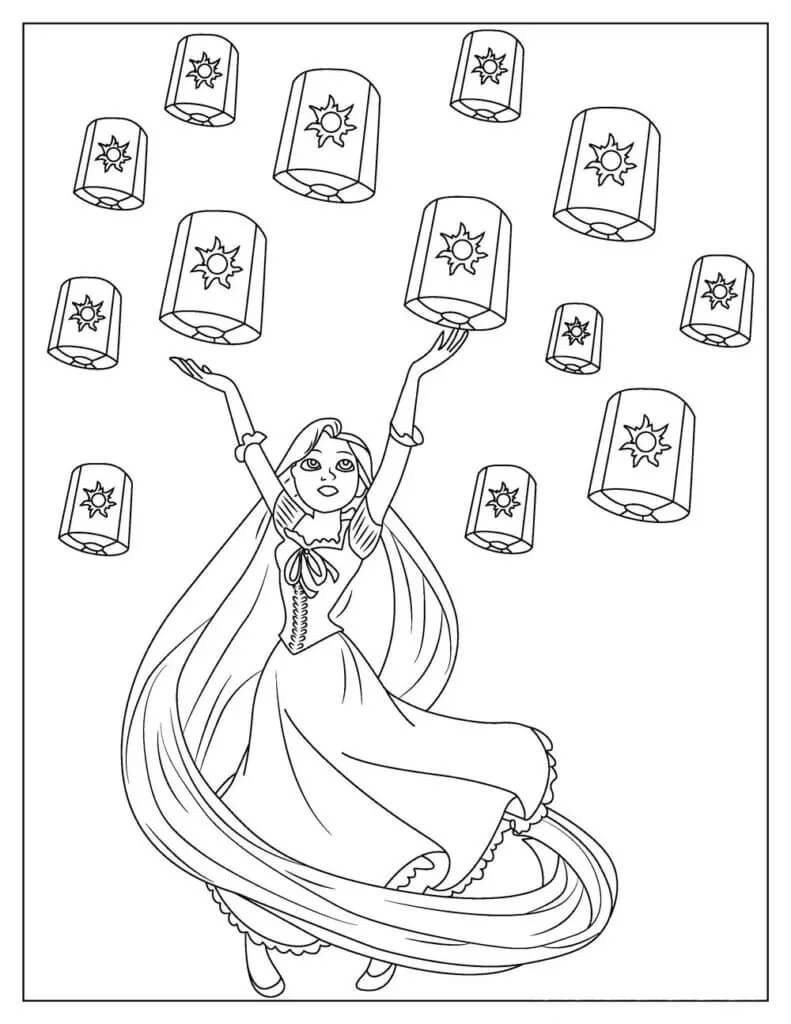 Bebê Rapunzel nos Braços do Rei e da Rainha para colorir, imprimir e