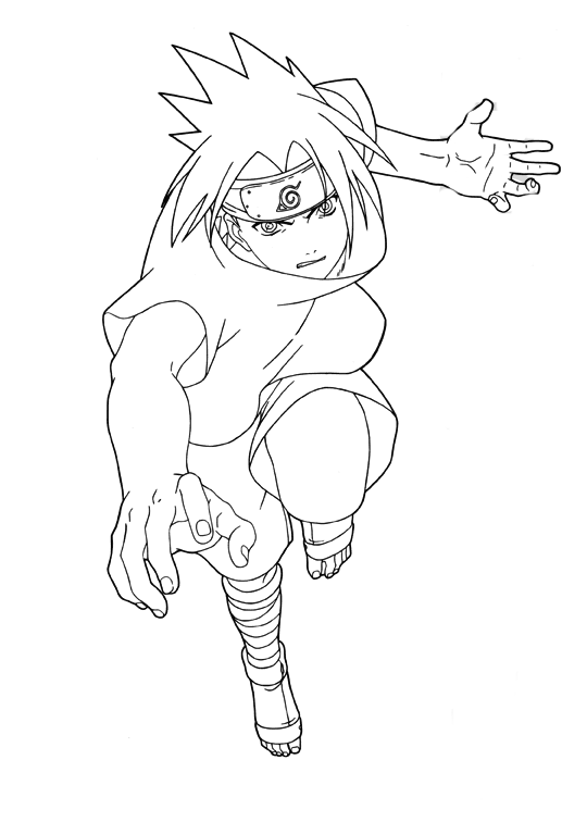 Coloring page Attack by Sasuke Uchiha