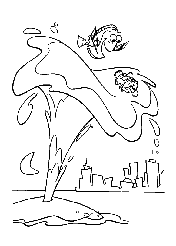 Coloring page Whales stream of water Coloring page Whales stream of water