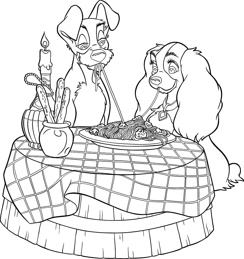 Coloring page Romantic dinner Coloring page Romantic dinner