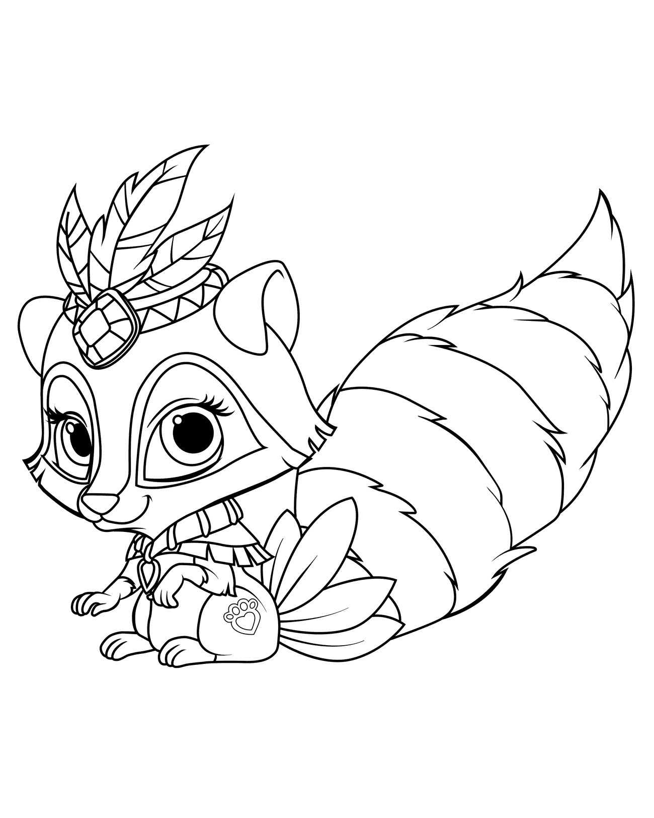 Coloring page Raccoon Cornflower