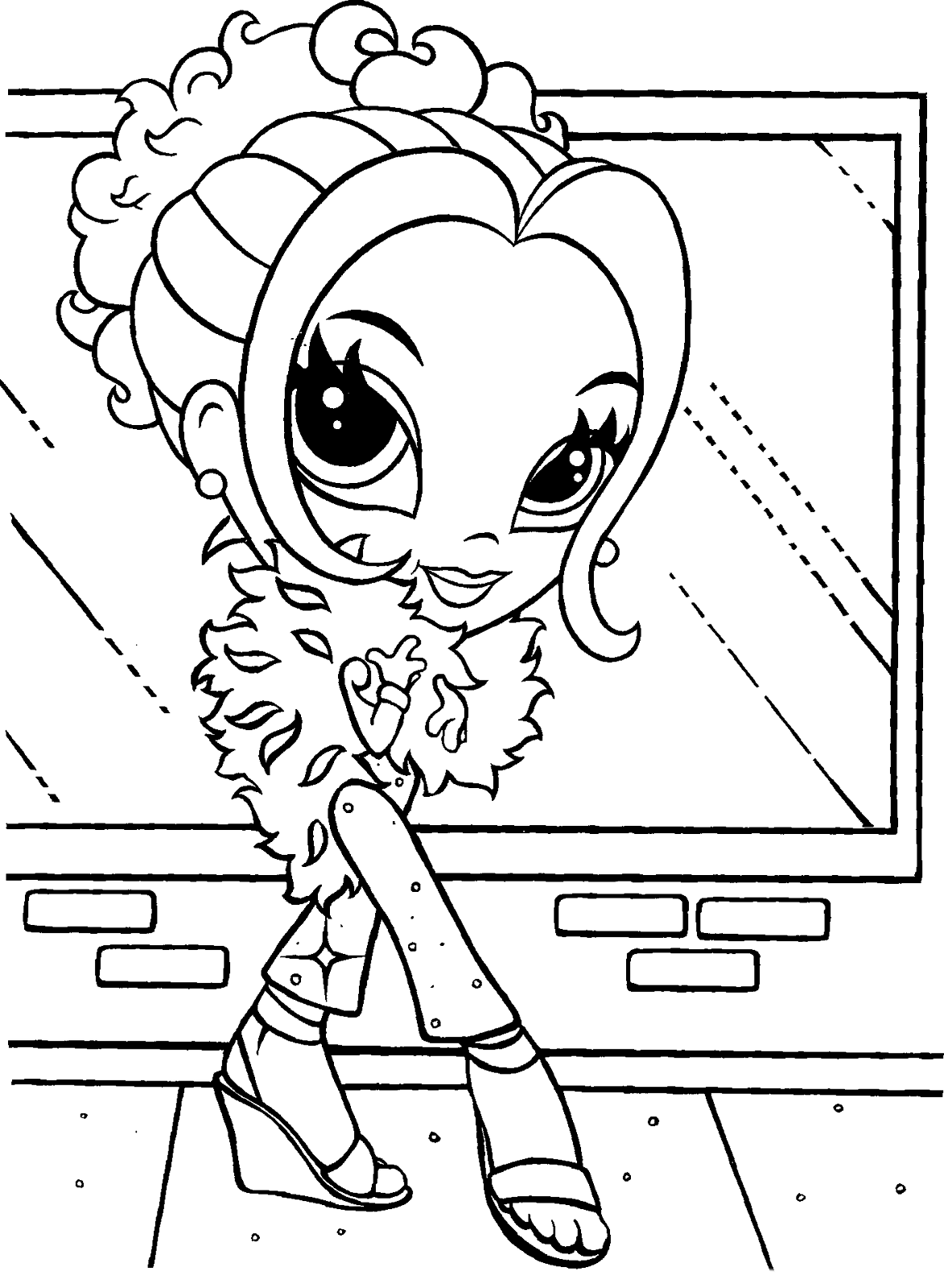 Coloring page Girl with scarf Coloring page Girl with scarf